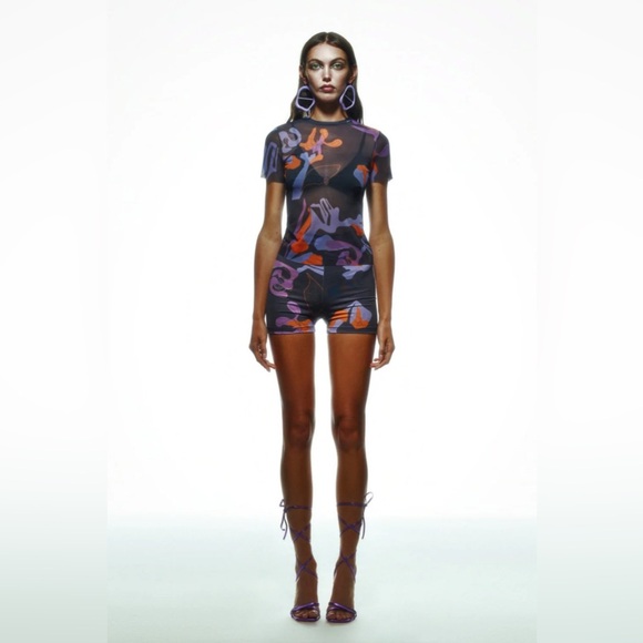 Khela Tainted Flower Jersey Shorts + Mesh Top - Picture 1 of 4